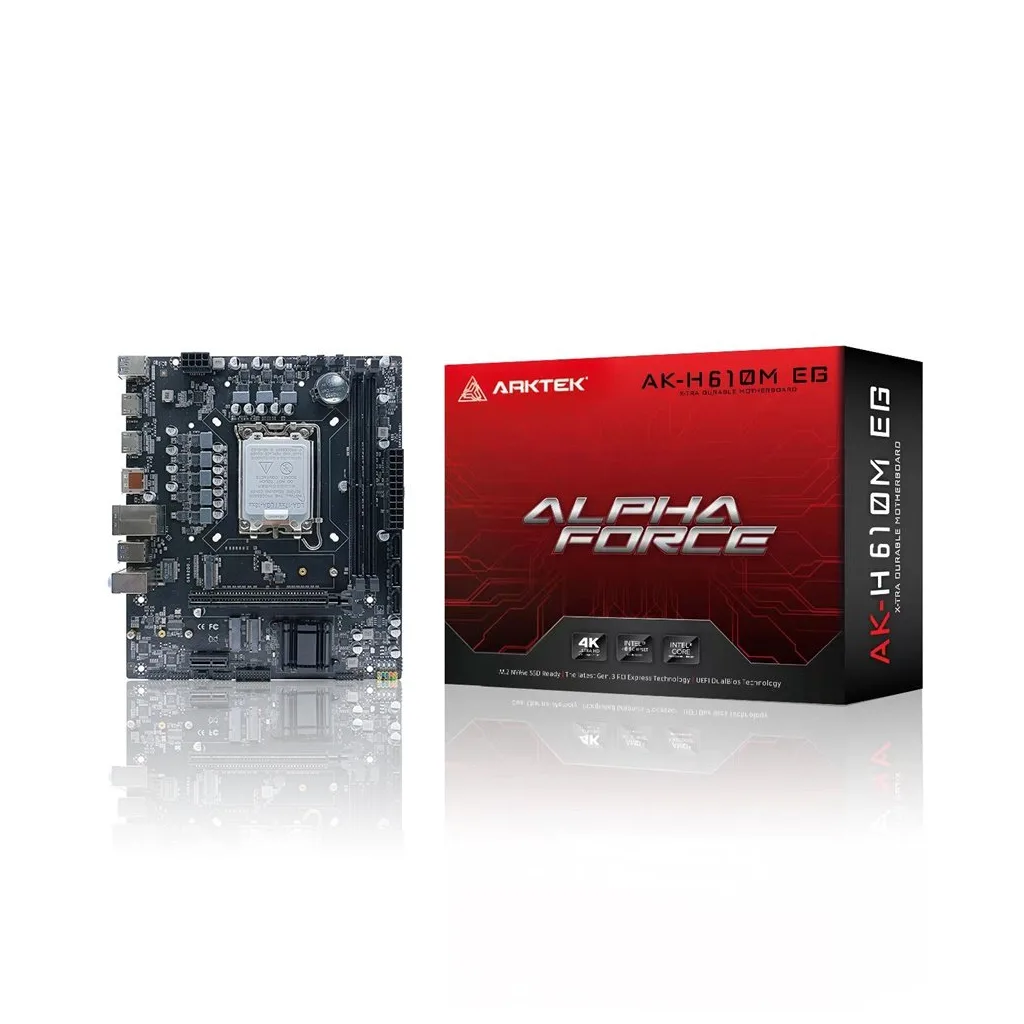 ARKTEK ALPHA FORCE, AK-H610M EG VS, 2xDDR4, M.2, 2x HDMI, DP, 12-13.14.Nesil, LGA1700 Soket, Anakart