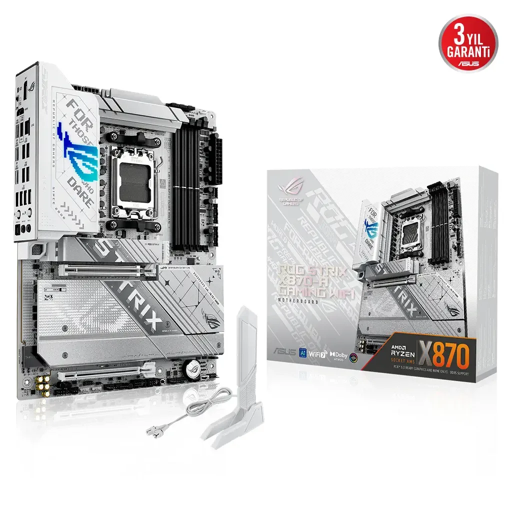 ASUS ROG STRIX X870-A GAMING WIFI, 4xDDR5, 4xM.2, HDMI, DP, Type-C, Wi-Fi 7, Bluetooth v5.4, AM5 Soket GAMING Anakart