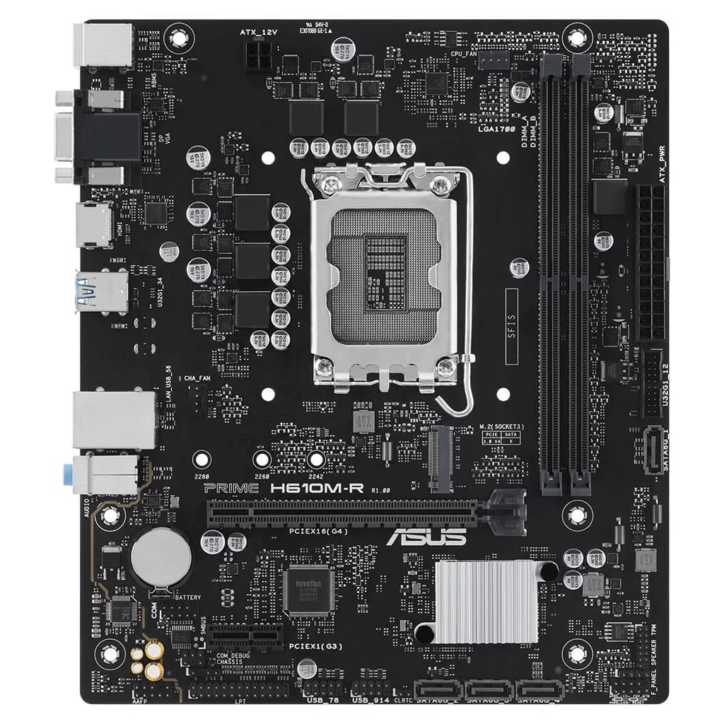 ASUS PRIME H610M-R-SI, 2xDDR5, M.2, D-SUB, DP, HDMI, 12-13.14.Nesil, LGA1700 Soket, Anakart