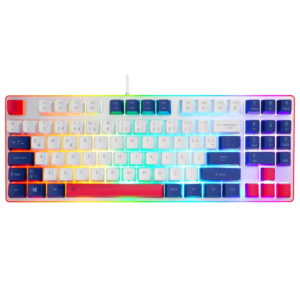 ACER eMachines, EAK216, Beyaz, USB Kablolu, Rainbow Backlight, Membran Renkli Tuşlar, Türkçe Q, 90 Tuşlu, Gaming Klavye