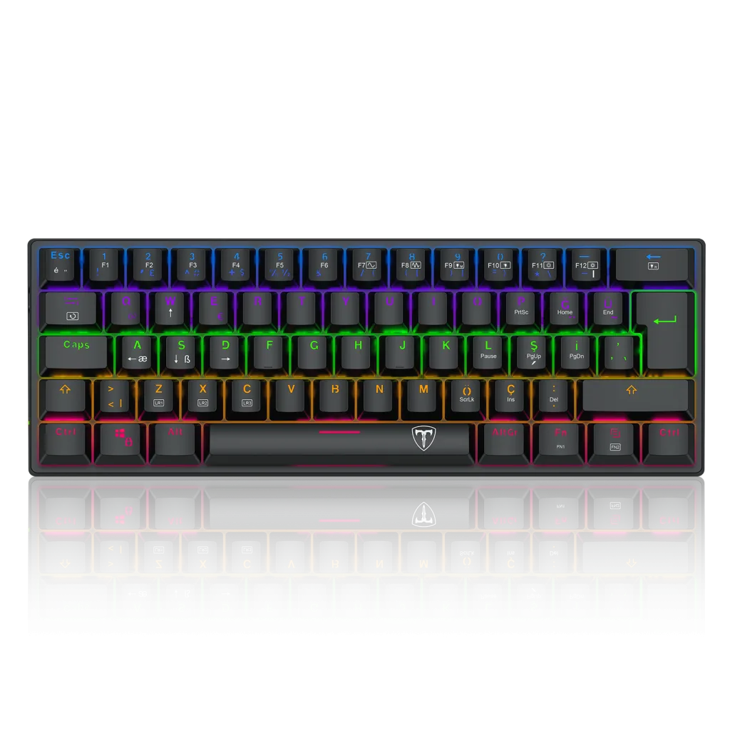 T-DAGGER T-TGK321-LIT, ARENA LITE, USB Kablolu, Türkçe Q, Rainbow Backlight, Red Mekanik Switch, 61 Tuşlu, Gaming Klavye (Siyah)