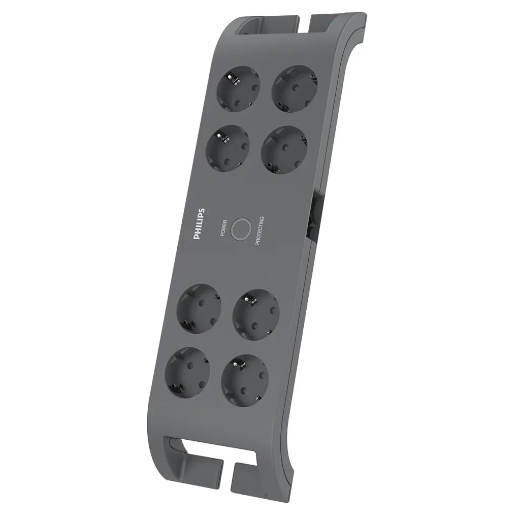 PHILIPS SPN3180A/62, 8 Soket, Akım Korumalı Priz, 900 Joules, 2Mt Kablo, (Gri)