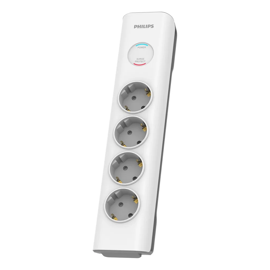 PHILIPS SPN7040WA/62, 4 Soket, Akım Korumalı Priz, 600 Joules, 2Mt Örgülü Kablo, (Beyaz)
