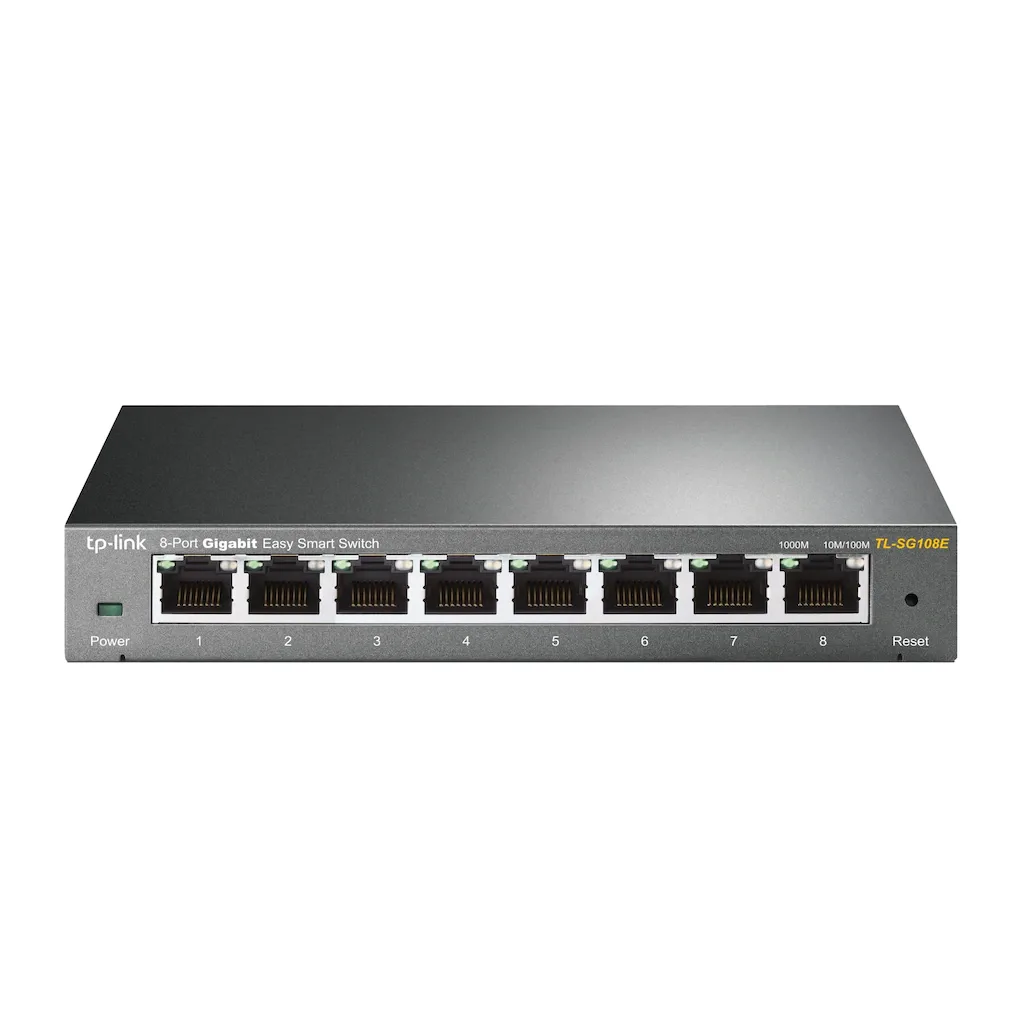 TP-LINK TL-SG108E, 8 Port, GigaBit, Easy Smart, Yönetilebilir, Metal Kasa, Masaüstü Switch