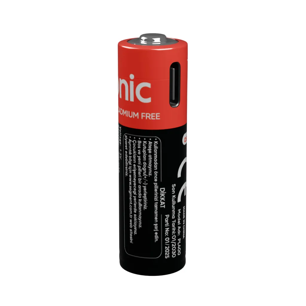 ASONIC PL400, AAA, Şarjlı Pil, 1.5Volt, 400mAh/750mwh, Type-C ile Kolay Şarj, 2 li Paket (USB To Type-C Kablo Hediye)