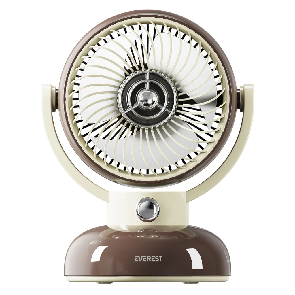 EVEREST EFN12, KAHVERENGİ, 3 Kademeli Hız, 4" Kanat, Masaüstü Kullanım, Taşınabilir, Dahili 1200mAh Bataryalı, USB Şarj
