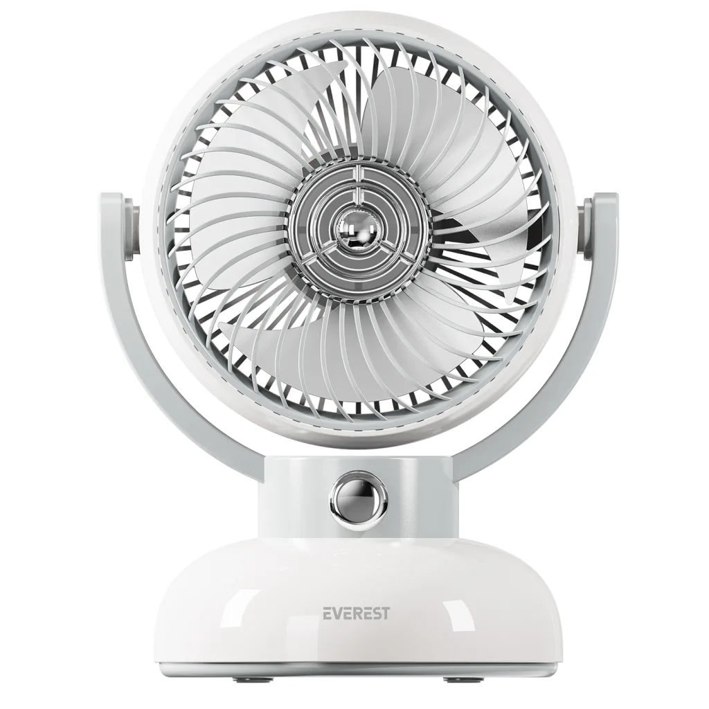 EVEREST EFN12, KREM, 3 Kademeli Hız, 4" Kanat, Masaüstü Kullanım, Taşınabilir, Dahili 1200mAh Bataryalı, USB Şarj Girişl