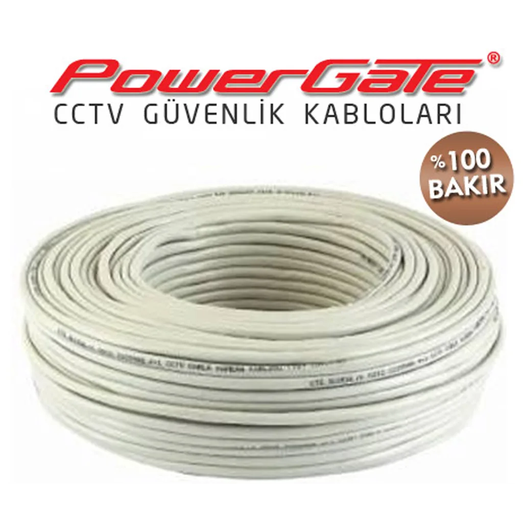 PowerGate VIA 92mt, 2+1 (2x0,22+0,22) %100 Bakır, CCTV Güvenlik Kablosu
