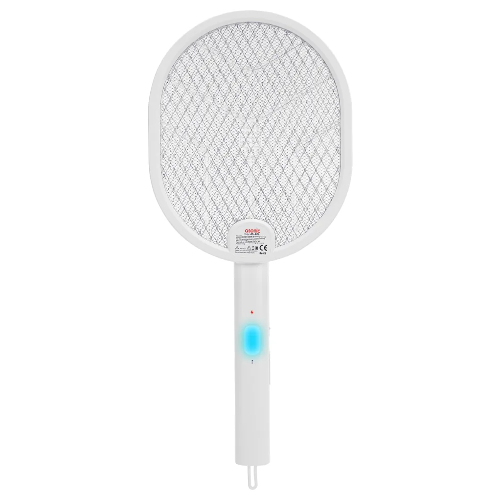 ASONIC AS-A26, Beyaz, 3000V, Raket Tipi, UV Mor Işıklı, 1200mAh, Bataryalı, Şarj Edilebilir, Katlanabilir, Sinek Öldürücü