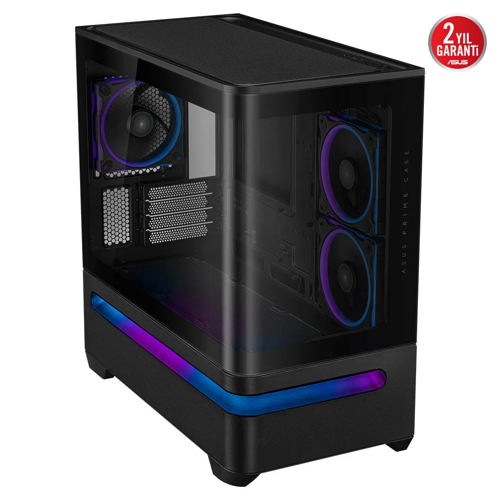ASUS PRIME AP202 TG ARGB, PSU YOK, Tempered Glass, Kavisli Panel, ARGB, mATX, GAMING KASA