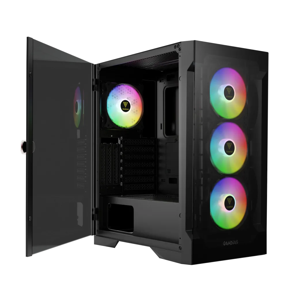 GAMDIAS TALOS E2 Elite, 850W, 80+ Bronze, Tempered Glass, ARGB, ATX GAMING KASA