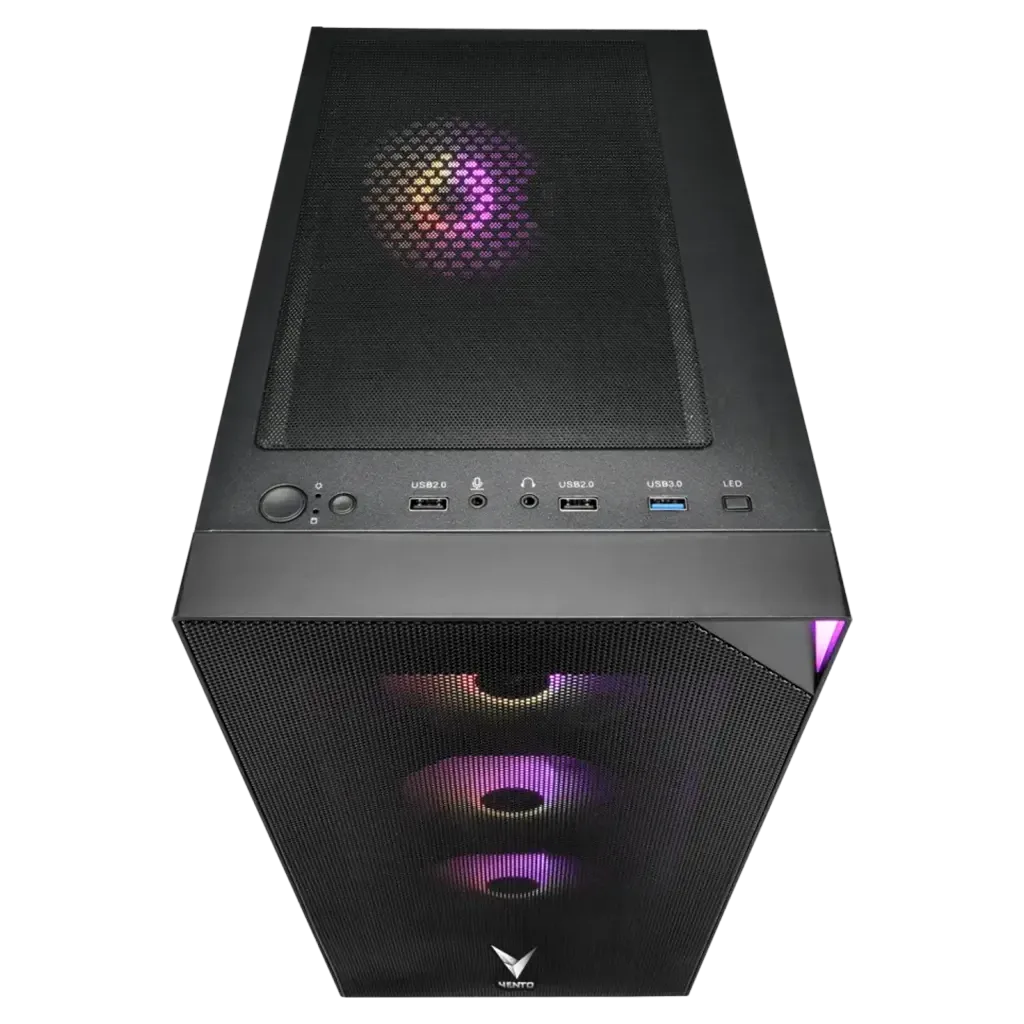 VENTO VG3400S Mid Tower, 750W 80+ Siyah, Temperli Cam, RGB, ATX GAMING KASA