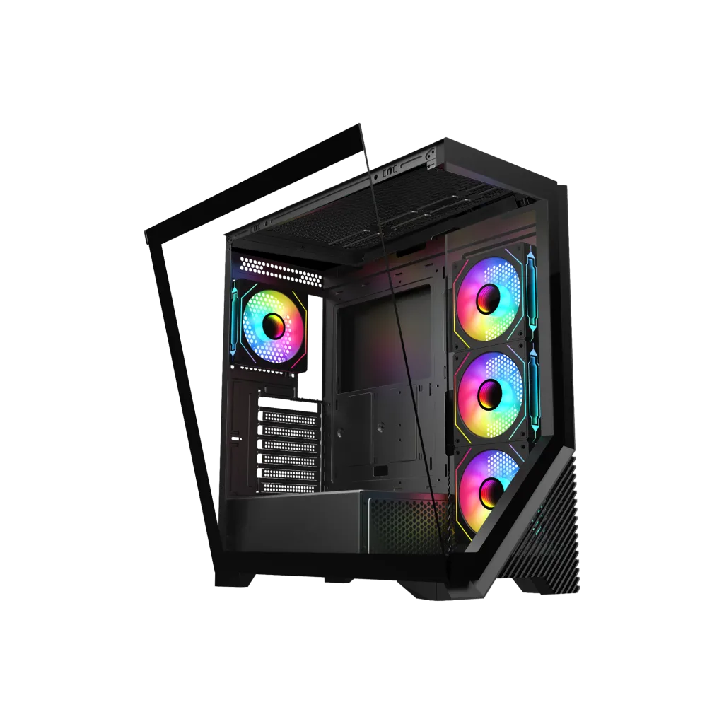 VENTO VG4202FL, 850W, 80 Plus, Siyah, Temperli Cam, RGB, ATX, Akvaryum Tipi, GAMING KASA