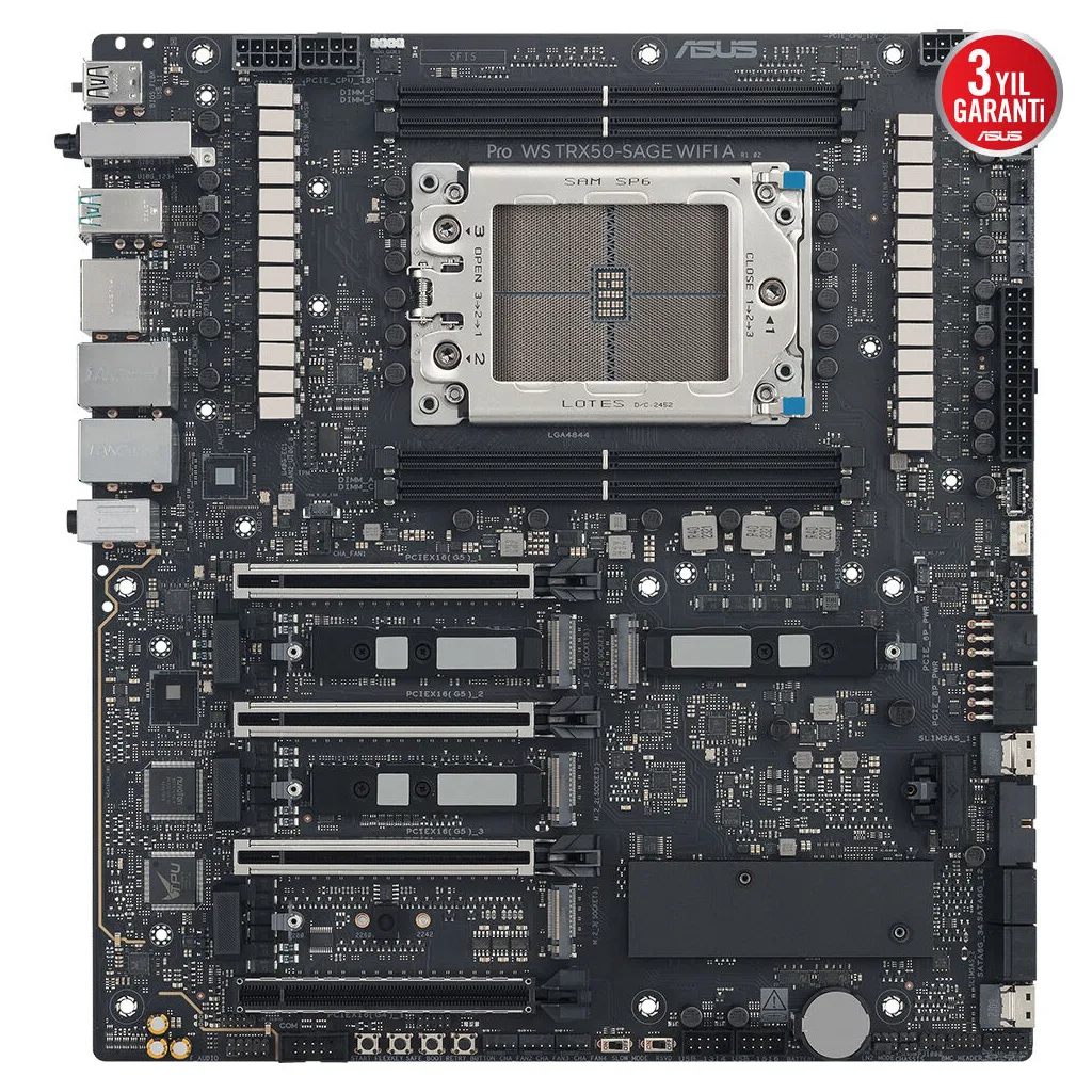 ASUS PRO WS TRX50-SAGE WIFI A, 4xDDR5, 4xM.2, HDMI, DP, Type-C, Wi-Fi 7, Bluetooth v5.4, TR5 Soket, CEB İş İstasyonu Ana