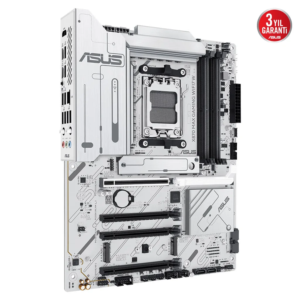 ASUS X870 MAX GAMING WIFI7 W, 4xDDR5, 3xM2, HDMI, DP, Type-C, Wi-Fi 7, Bluetooth v5.3, AM5 Soket GAMING Anakart
