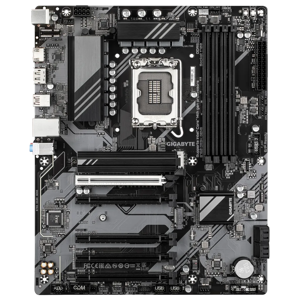 GIGABYTE B760 DS3H GEN5, 4xDDR5, 2xM.2, DP, HDMI, Type-C, 13-14.Nesil, LGA1700 Soket, Anakart