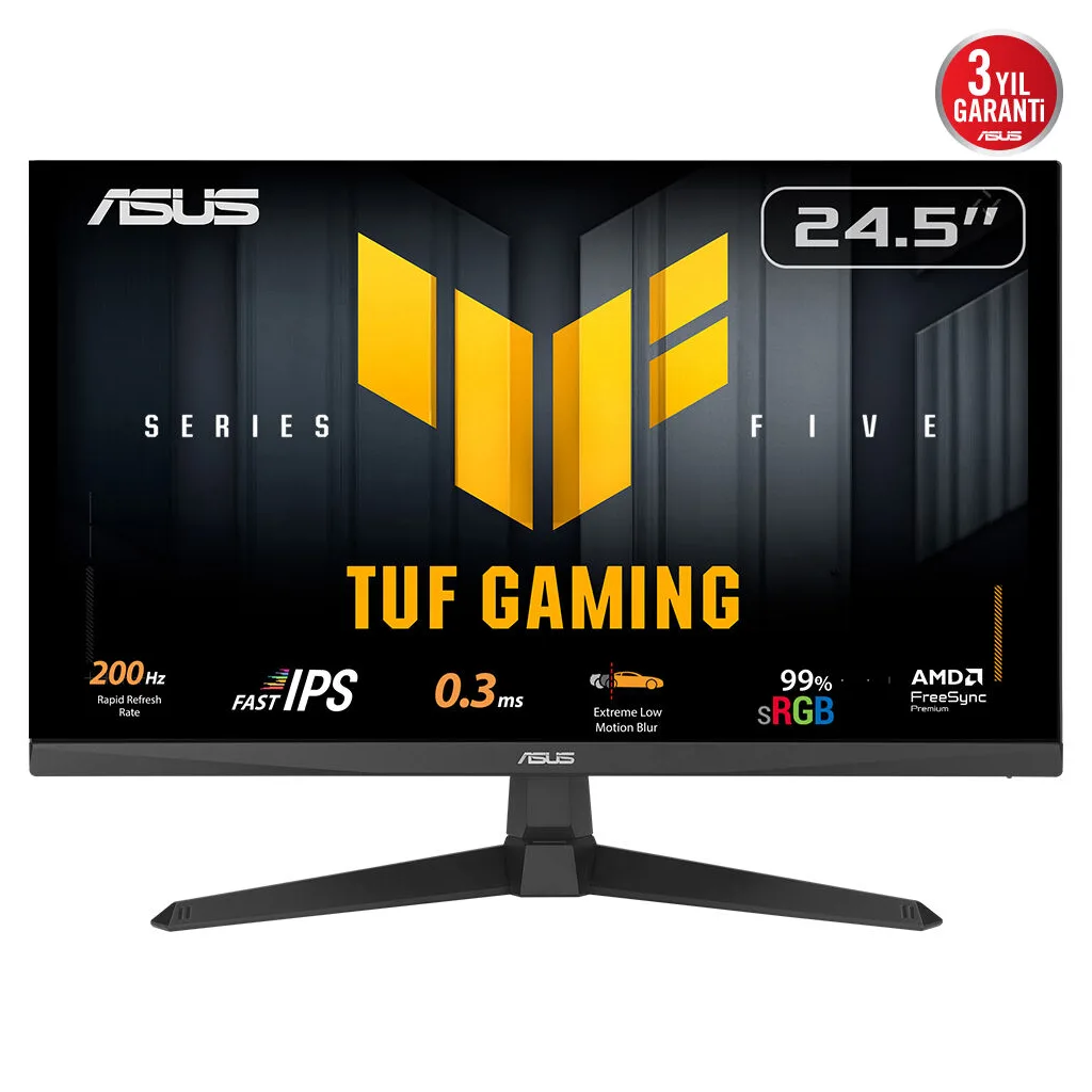 ASUS TUF GAMING VG259Q5A 24,5" 0.3ms, 200Hz, Full HD, DP, 2xHDMI, Hoparlör, IPS Panel, ELMB Sync Premium, GAMING Monitör