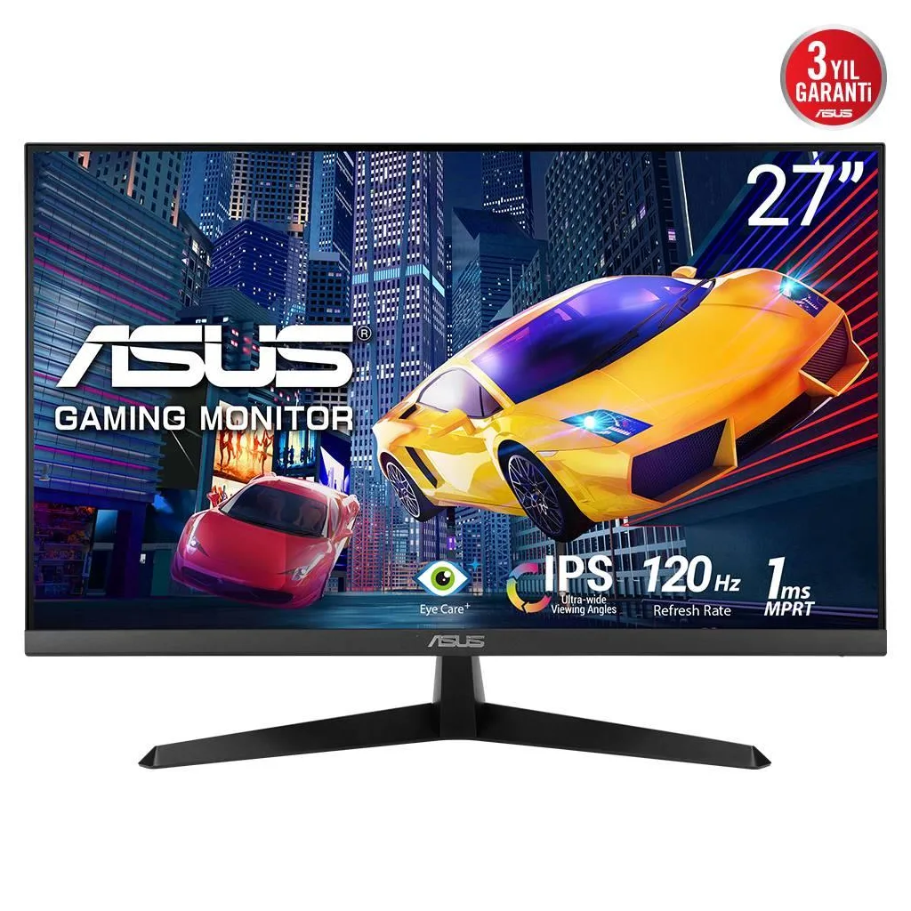 ASUS VY279HGR 27" 1ms, 120Hz, Full HD, HDMI, D-Sub, IPS LED, Anti Bakteriyel, Mavi Işık Filtresi, Eye Care, GAMING Monit