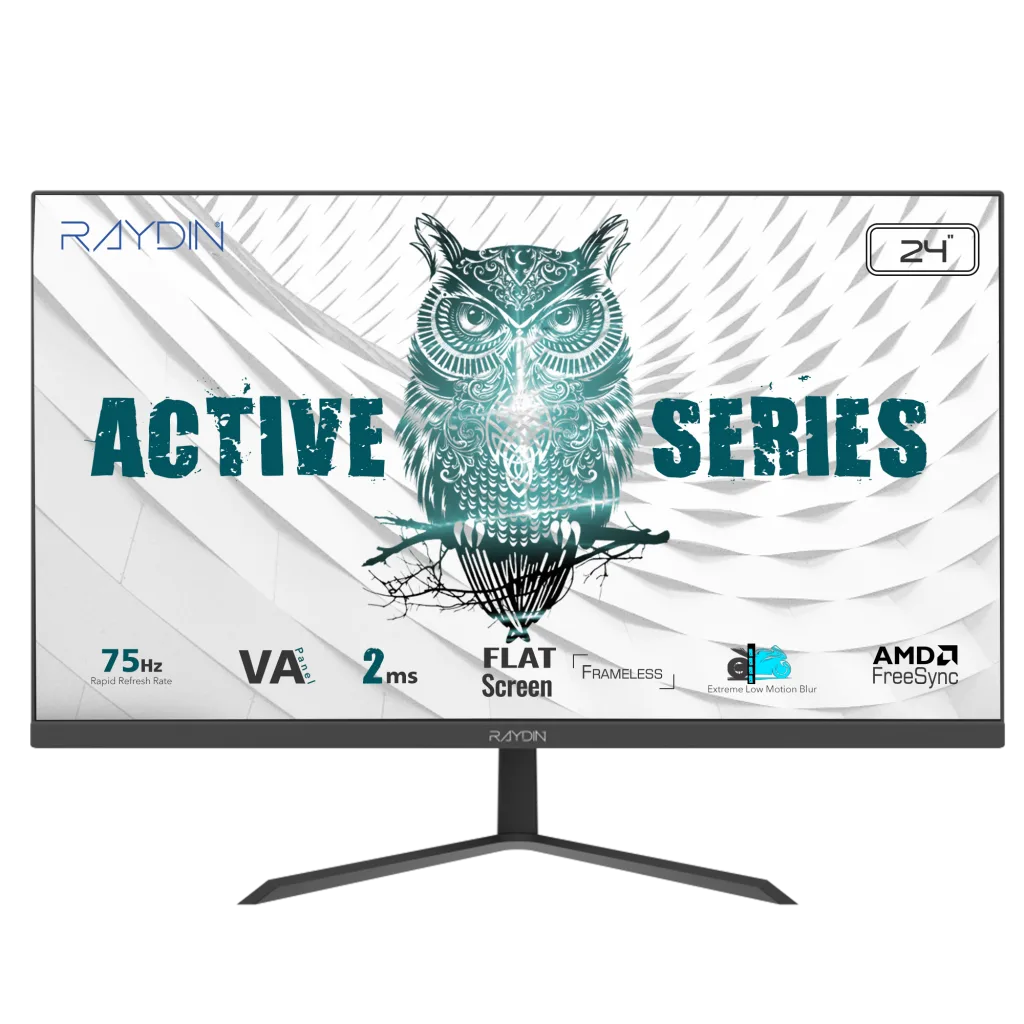 RAYDIN ALISA, 24", 2ms, 75Hz, Full HD, 250 nits, D-Sub, HDMI, Frameless, VA LED Monitör (Siyah)