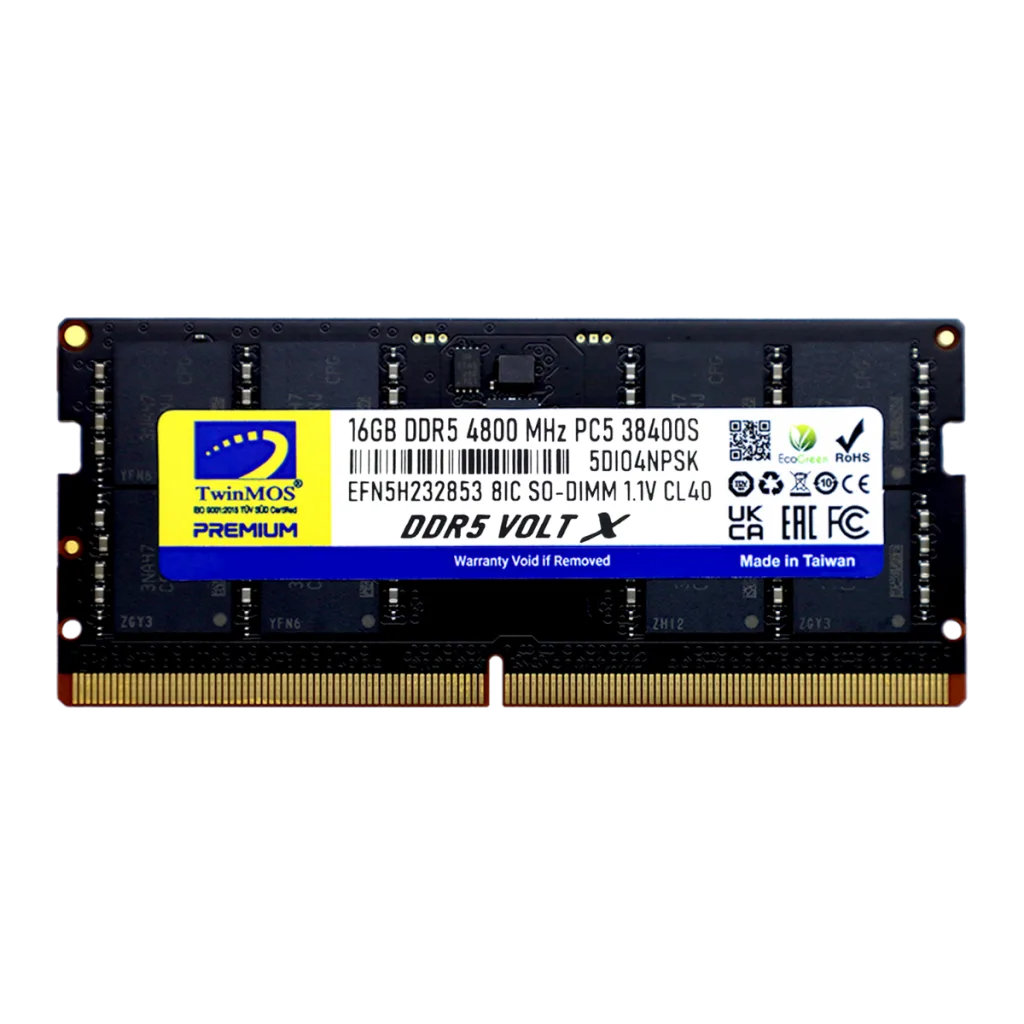 TwinMOS TMD516GB4800S40, 16GB, DDR5, 4800MHz, CL40, 1.1V Notebook Ram