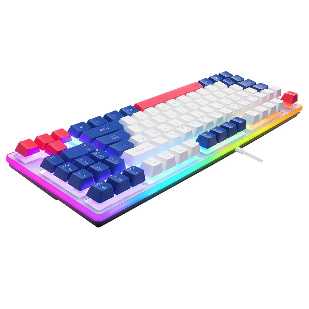 ACER eMachines, EAK216, Beyaz, USB Kablolu, Rainbow Backlight, Membran Renkli Tuşlar, Türkçe Q, 90 Tuşlu, Gaming Klavye