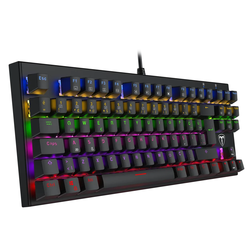 T-DAGGER I-500R, LIGHT CRUISERC , USB Kablolu, Türkçe Q, Rainbow Backlight, Blue Mekanik Switch, 87 Tuşlu, Gaming Klavye