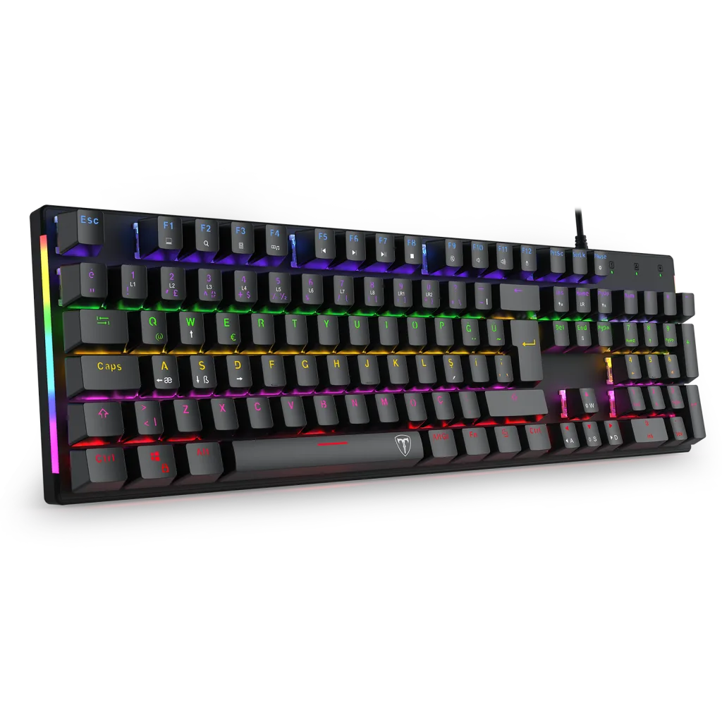 T-DAGGER T-TGK310-BL, NAXOS, USB Kablolu, Türkçe Q, Rainbow Backlight, Blue Mekanik Switch, 104 Tuşlu, Gaming Klavye