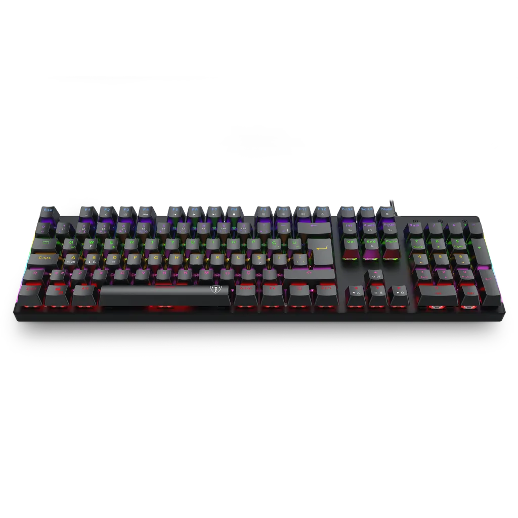 T-DAGGER T-TGK310-RD, NAXOS, USB Kablolu, Türkçe Q, Rainbow Backlight, Red Mekanik Switch, 104 Tuşlu, Gaming Klavye