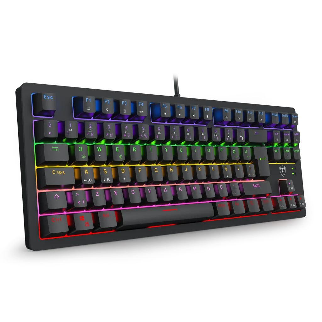 T-DAGGER T-TGK311-BL, BALI, USB Kablolu, Türkçe Q, Rainbow Backlight, Blue Mekanik Switch, 87 Tuşlu, Gaming Klavye