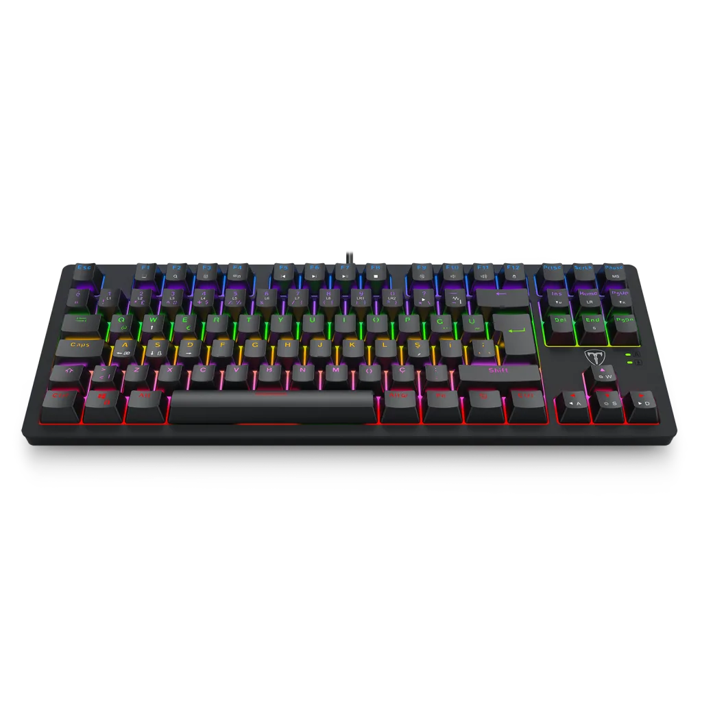 T-DAGGER T-TGK311-BL, BALI, USB Kablolu, Türkçe Q, Rainbow Backlight, Blue Mekanik Switch, 87 Tuşlu, Gaming Klavye