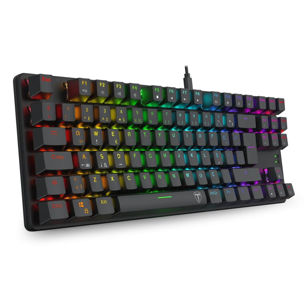T-DAGGER T-TGK315-RD, BORA, USB Kablolu, Türkçe Q, RGB Backlight, Red Mekanik Switch, 87 Tuşlu, Gaming Klavye