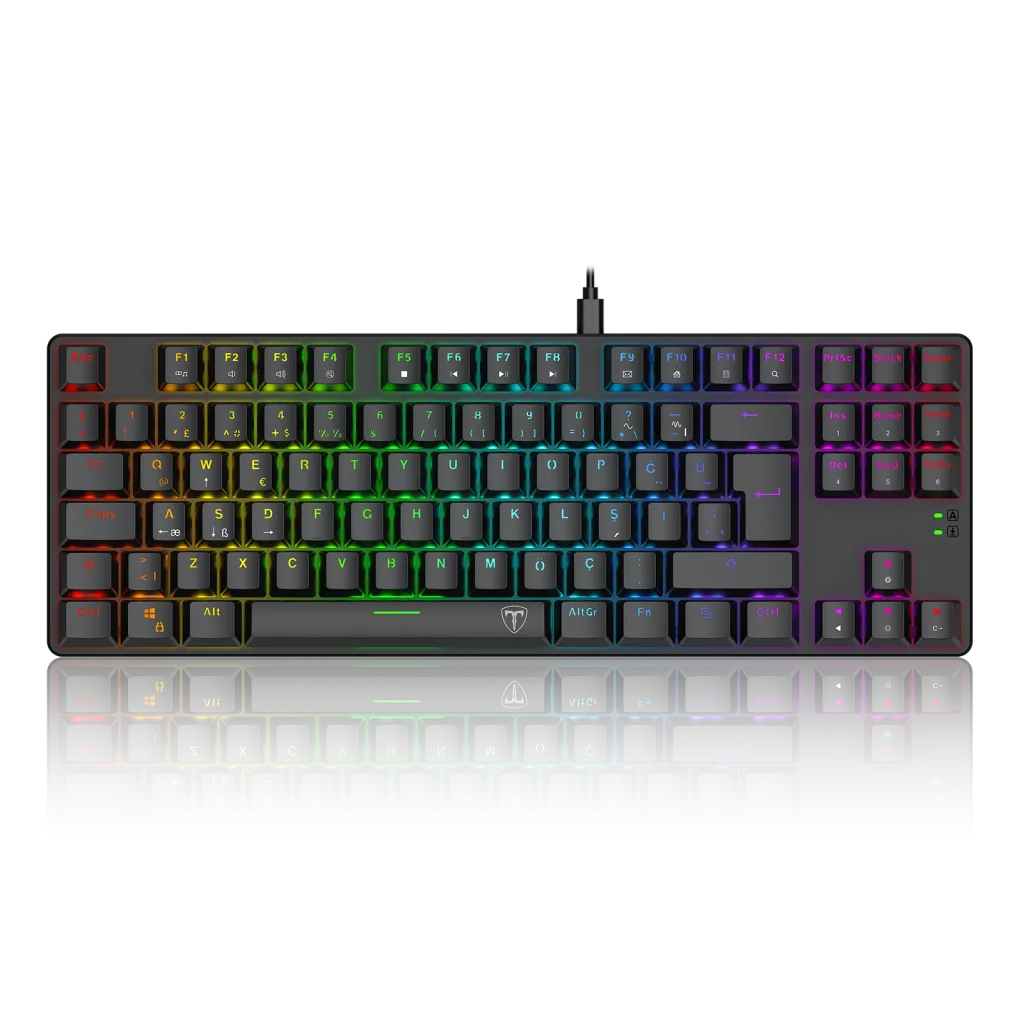 T-DAGGER T-TGK315-RD, BORA, USB Kablolu, Türkçe Q, RGB Backlight, Red Mekanik Switch, 87 Tuşlu, Gaming Klavye