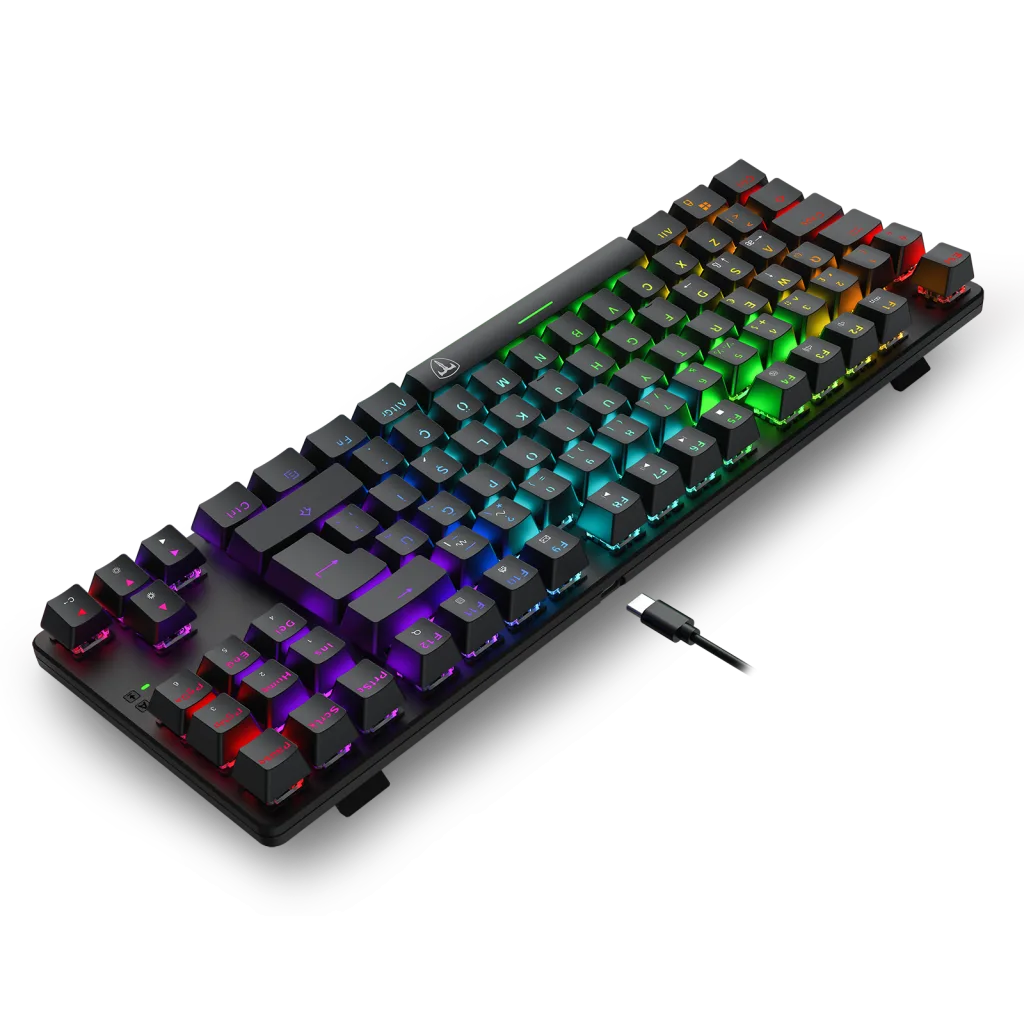 T-DAGGER T-TGK315-RD, BORA, USB Kablolu, Türkçe Q, RGB Backlight, Red Mekanik Switch, 87 Tuşlu, Gaming Klavye