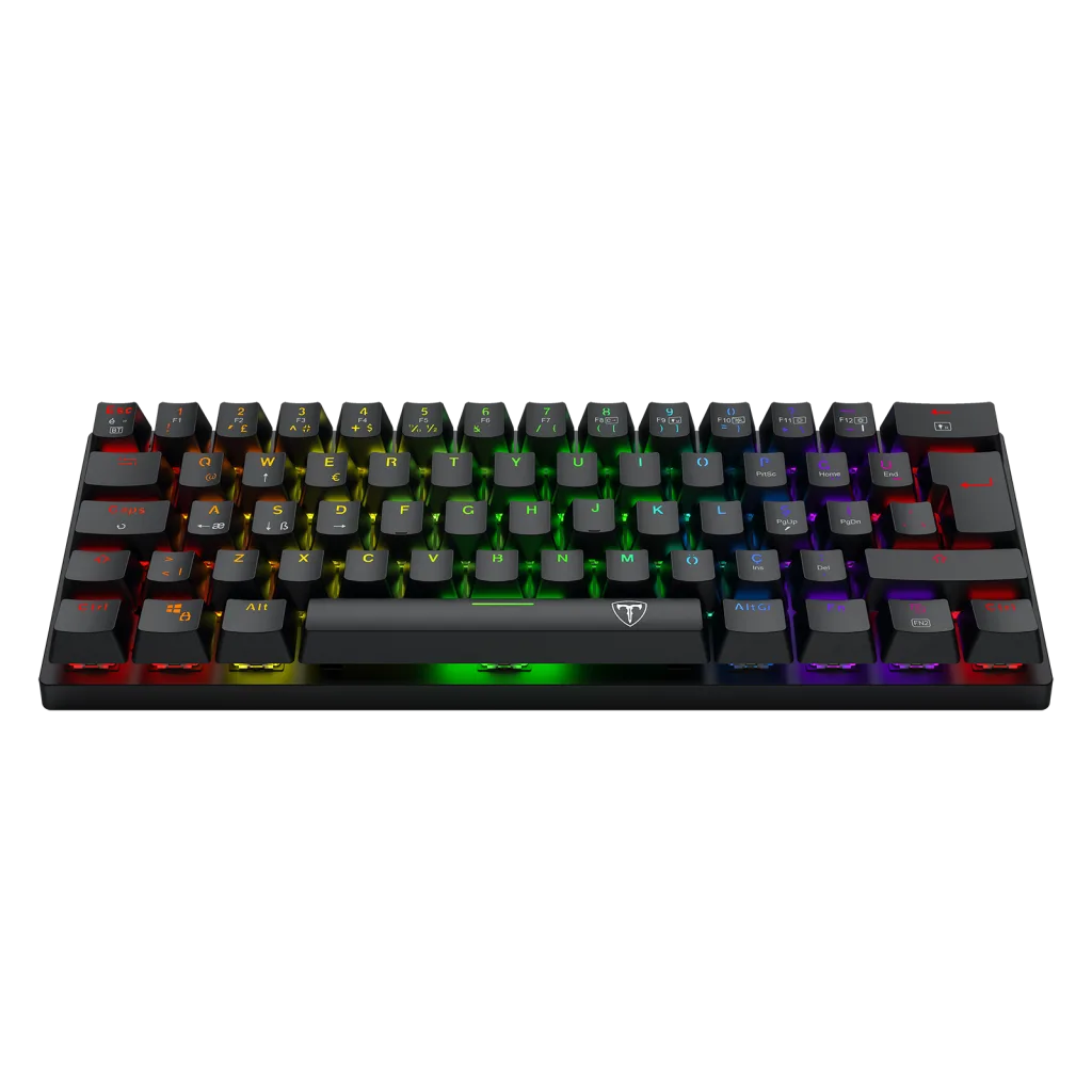 T-DAGGER T-TGK317RGB, VERDE, USB Kablolu, Bluetooth, Türkçe Q, RGB Backlight, Red Mekanik Switch, 61 Tuşlu, Gaming Klavy