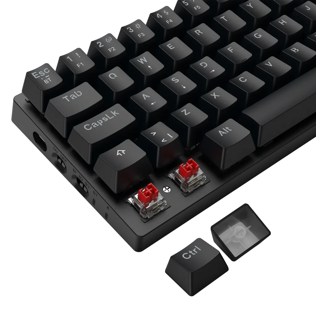 T-DAGGER T-TGK317RGB, VERDE, USB Kablolu, Bluetooth, Türkçe Q, RGB Backlight, Red Mekanik Switch, 61 Tuşlu, Gaming Klavy