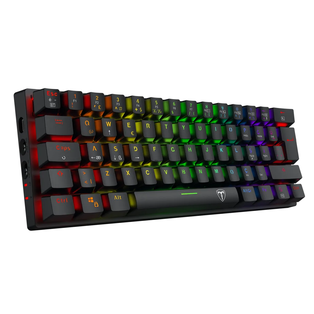 T-DAGGER T-TGK317RGB, VERDE, USB Kablolu, Bluetooth, Türkçe Q, RGB Backlight, Red Mekanik Switch, 61 Tuşlu, Gaming Klavy