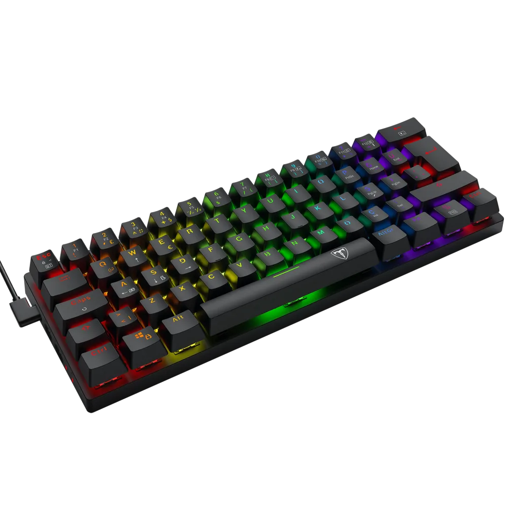 T-DAGGER T-TGK317RGB, VERDE, USB Kablolu, Bluetooth, Türkçe Q, RGB Backlight, Red Mekanik Switch, 61 Tuşlu, Gaming Klavy