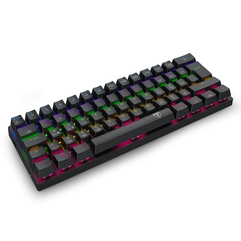 T-DAGGER T-TGK321-LIT, ARENA LITE, USB Kablolu, Türkçe Q, Rainbow Backlight, Red Mekanik Switch, 61 Tuşlu, Gaming Klavye