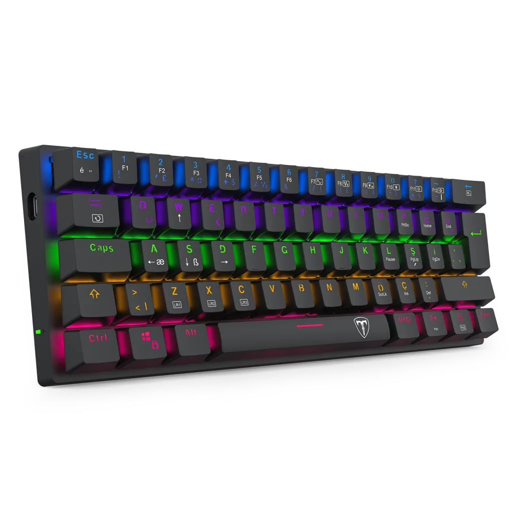 T-DAGGER T-TGK321-LIT, ARENA LITE, USB Kablolu, Türkçe Q, Rainbow Backlight, Red Mekanik Switch, 61 Tuşlu, Gaming Klavye