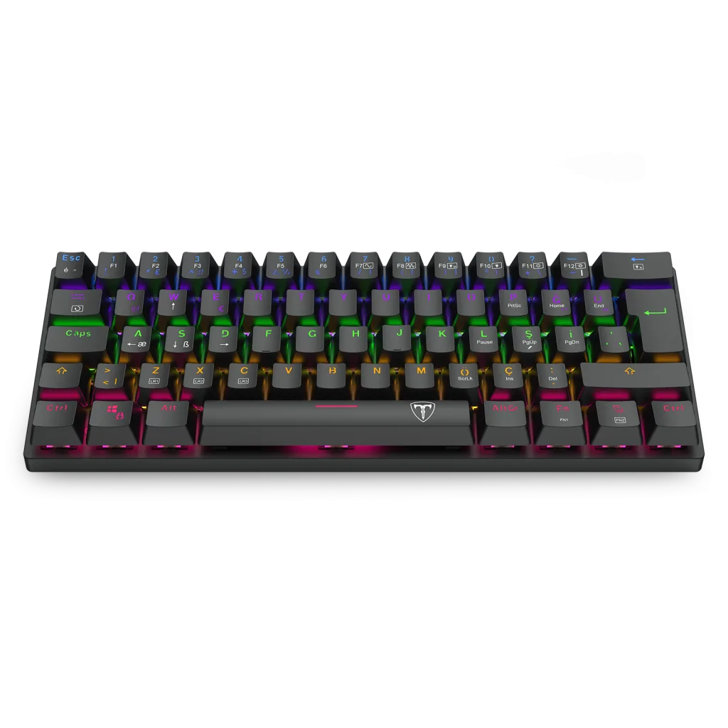 T-DAGGER T-TGK321-LIT, ARENA LITE, USB Kablolu, Türkçe Q, Rainbow Backlight, Red Mekanik Switch, 61 Tuşlu, Gaming Klavye