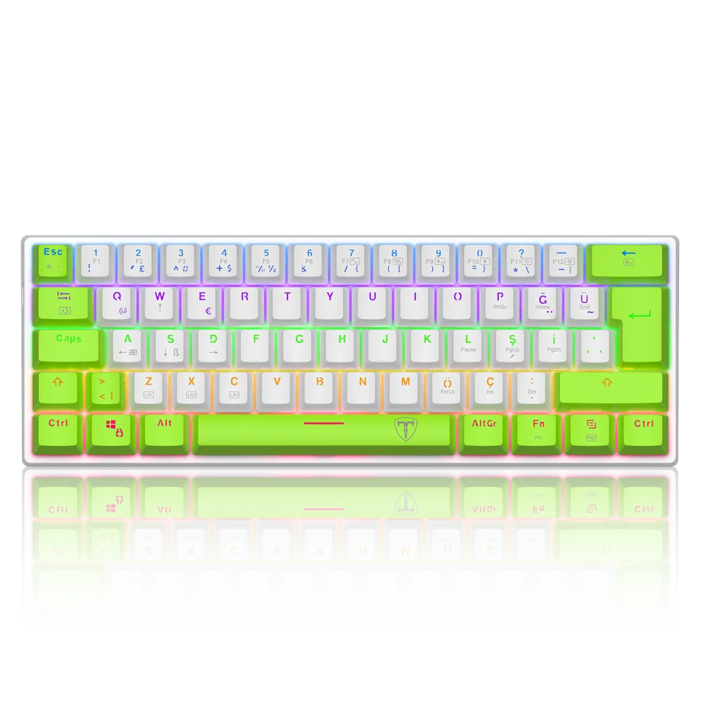 T-DAGGER T-TGK321WG-LIT, ARENA LITE, USB Kablolu, Türkçe Q, Rainbow Backlight, Red Mekanik Switch, 61 Tuşlu, Gaming Klav