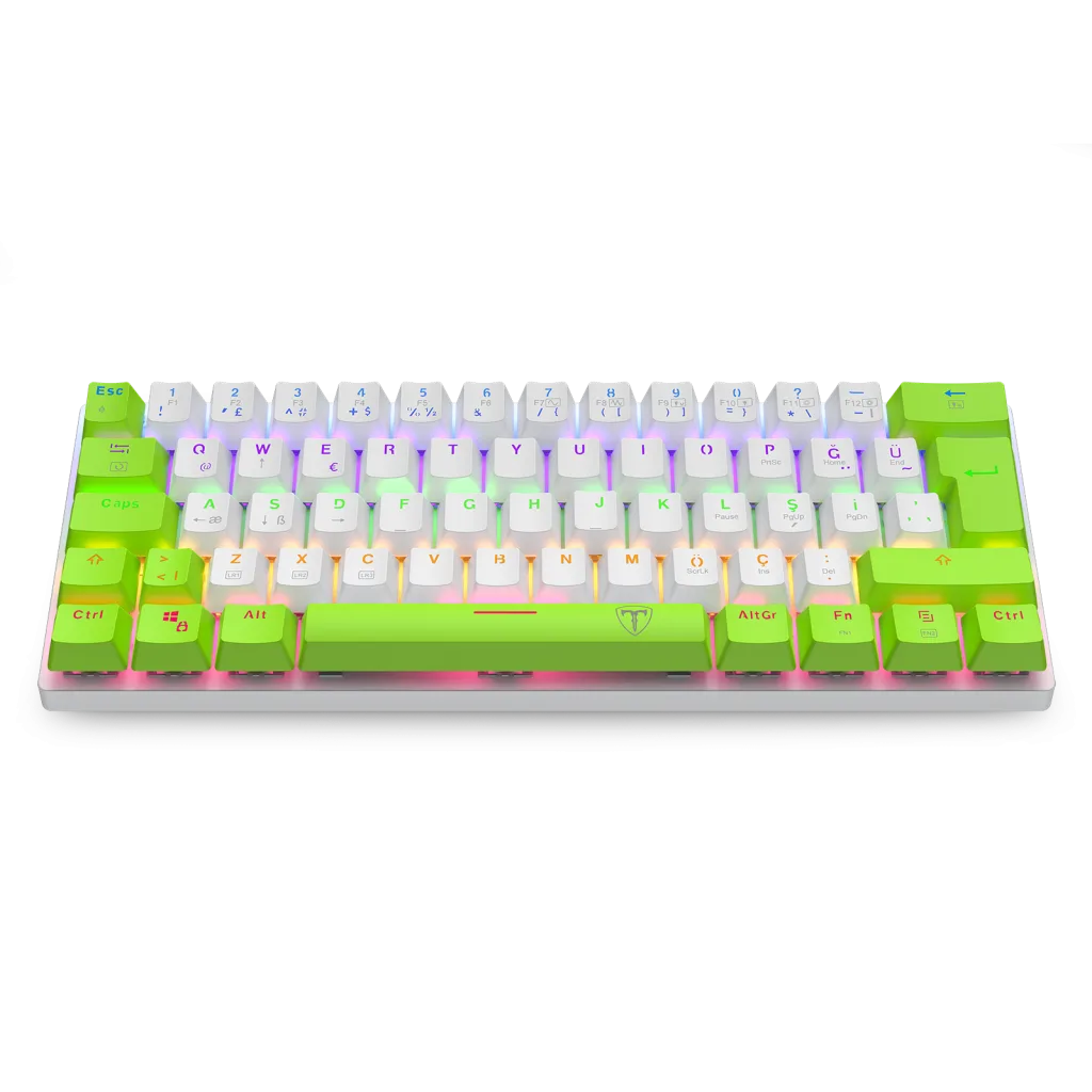 T-DAGGER T-TGK321WG-LIT, ARENA LITE, USB Kablolu, Türkçe Q, Rainbow Backlight, Red Mekanik Switch, 61 Tuşlu, Gaming Klav