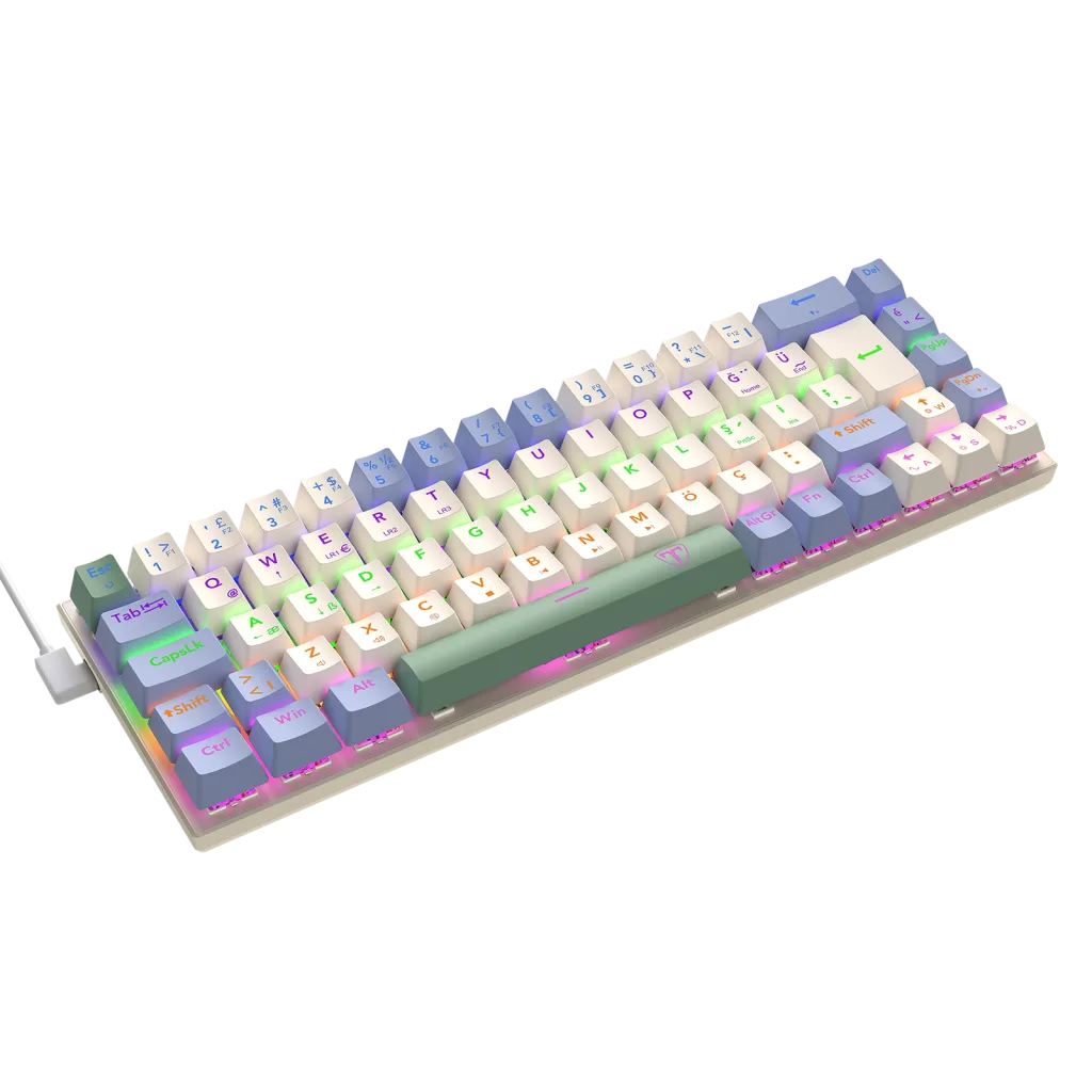 T-DAGGER T-TGK325BCG, VIATOR, USB Kablolu, Türkçe Q, Rainbow Backlight, Red Mekanik Switch, 68 Tuşlu, Gaming Klavye