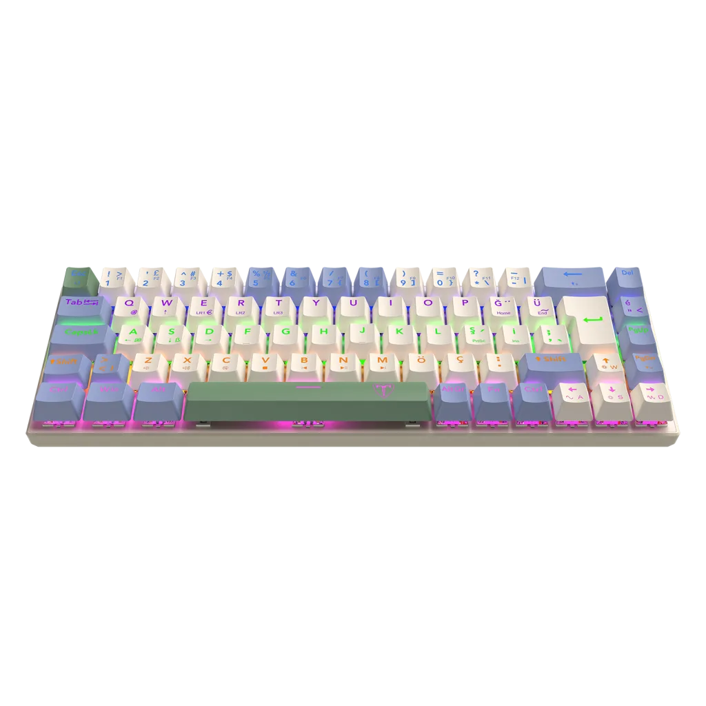 T-DAGGER T-TGK325BCG, VIATOR, USB Kablolu, Türkçe Q, Rainbow Backlight, Red Mekanik Switch, 68 Tuşlu, Gaming Klavye