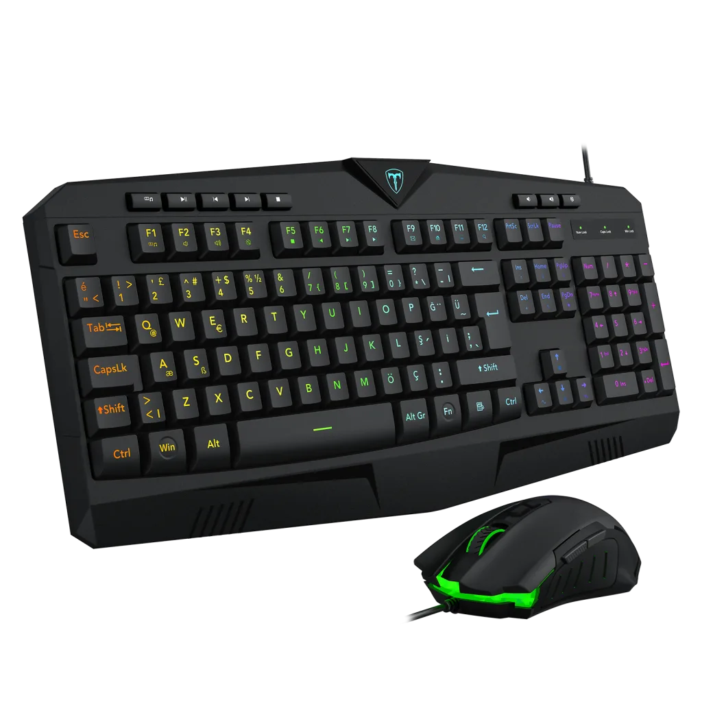 T-DAGGER TS010, 2 IN 1 COMBO, USB Kablolu, Türkçe Q, RGB Backlight, Membran Tuşlar, Multimedya Gaming Klavye ve 7.200DPI