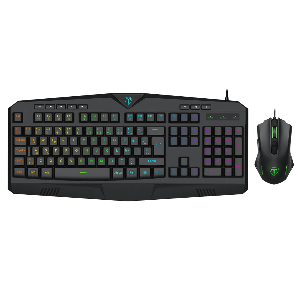 T-DAGGER TS010, 2 IN 1 COMBO, USB Kablolu, Türkçe Q, RGB Backlight, Membran Tuşlar, Multimedya Gaming Klavye ve 7.200DPI