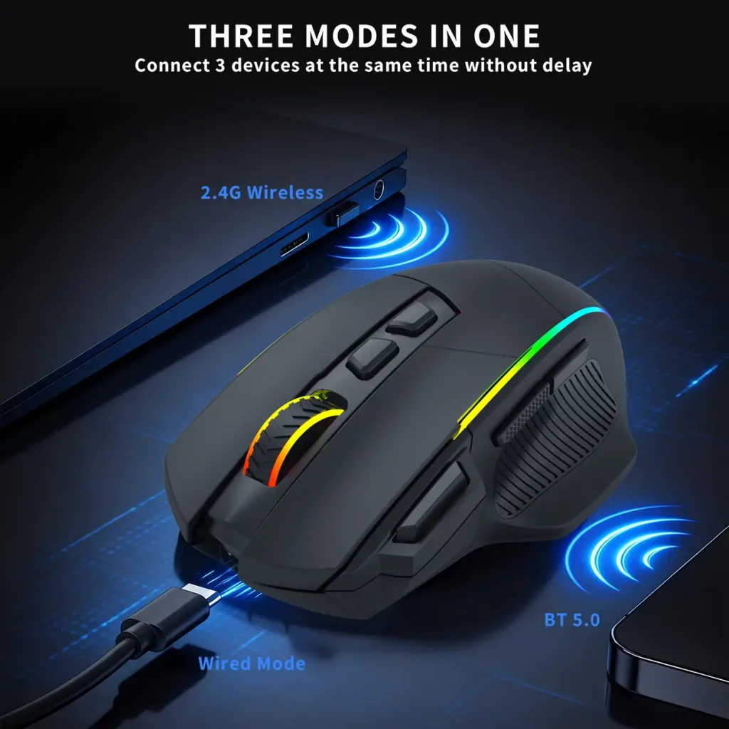 T-DAGGER TM330, Roadmaster Wireless, Programlanabilir RGB Backlight, 8 Buton, USB Kablolu, WiFi 2.4Ghz, Bluetooth, 16.00