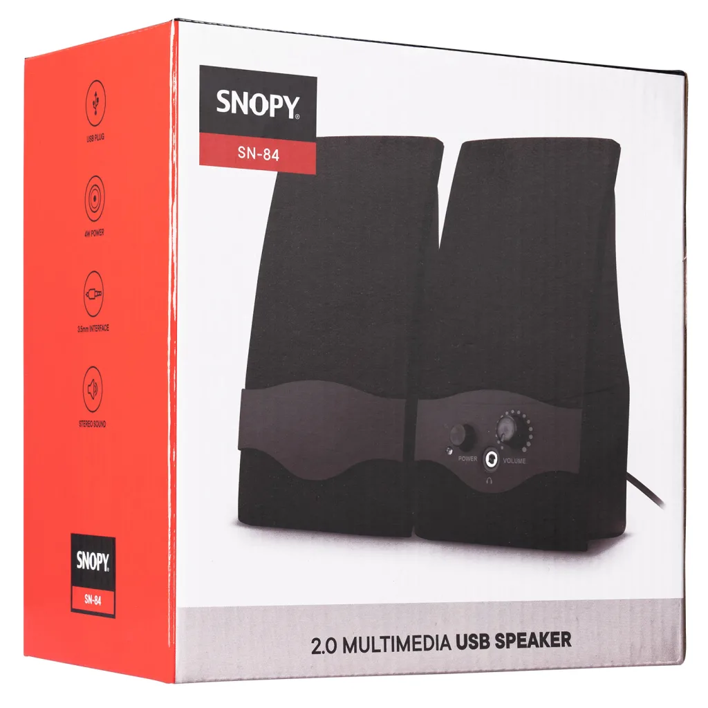 SNOPY SN-84, 4W, 1+1, Masa Üstü, USB, SPEAKER (Siyah)