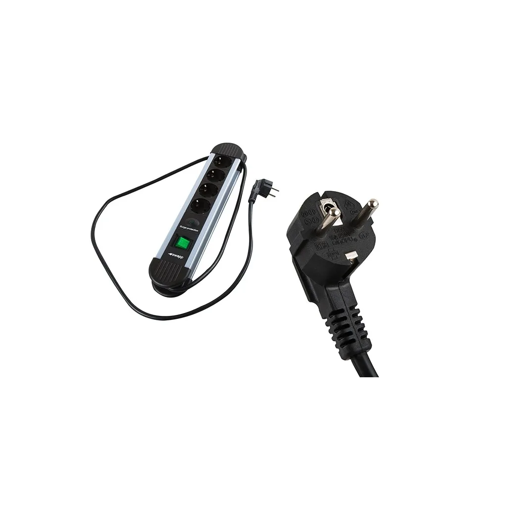S-LINK Swapp SPGKS03, 3 Soket, Akım Korumalı Priz, 1.5Mt Kablo, 900 Joule (Gri) %100 Bakır