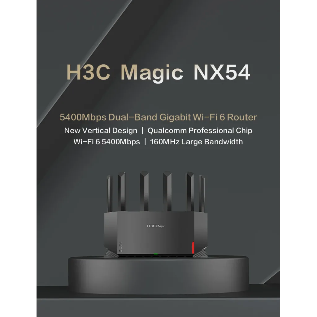 H3C Magic NX54, Dual Band, WiFi 6, 5400Mbps, 4Port GigaBit, 6ad Anten, Masaüstü, Router, Access Point